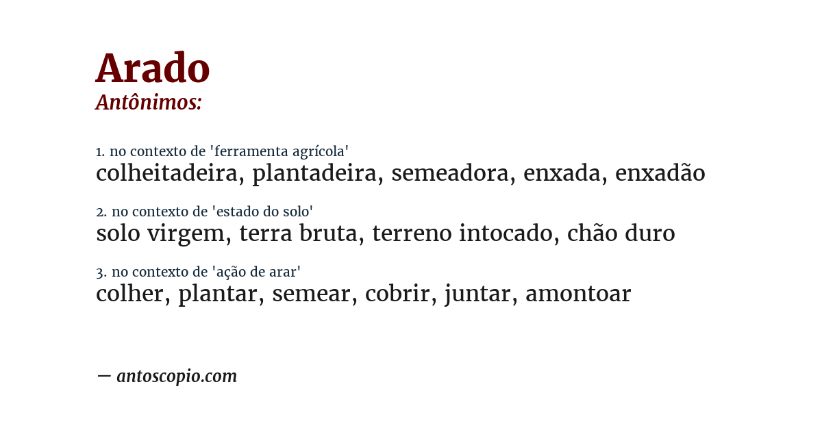 Antônimo de arado