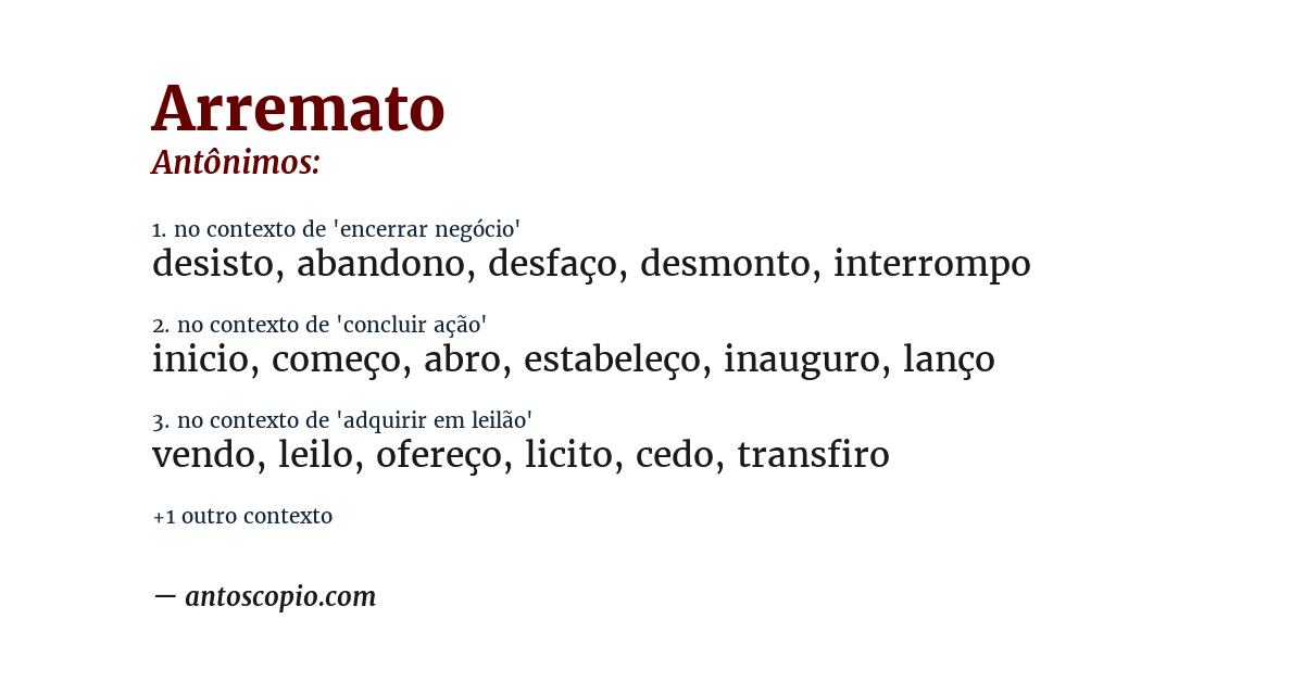 Antônimo de arremato
