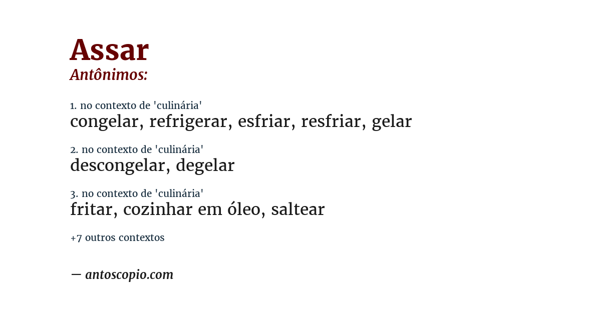 Antônimo de assar