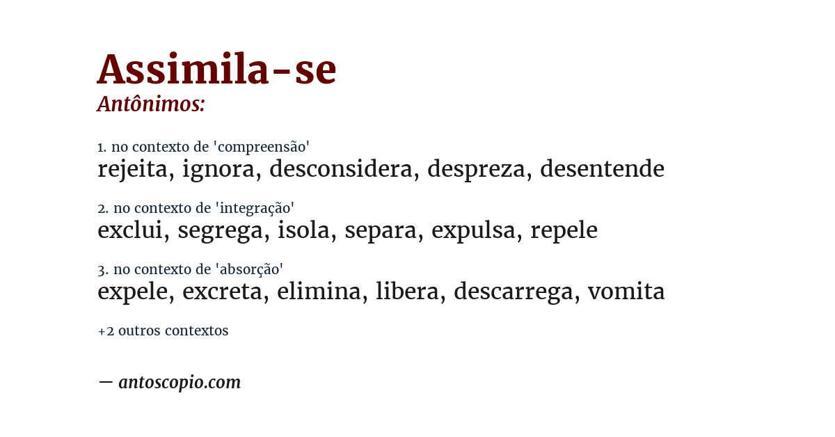 Antônimo de assimila-se