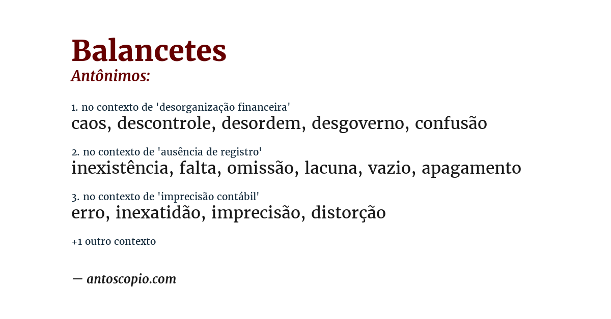 Antônimo de balancetes
