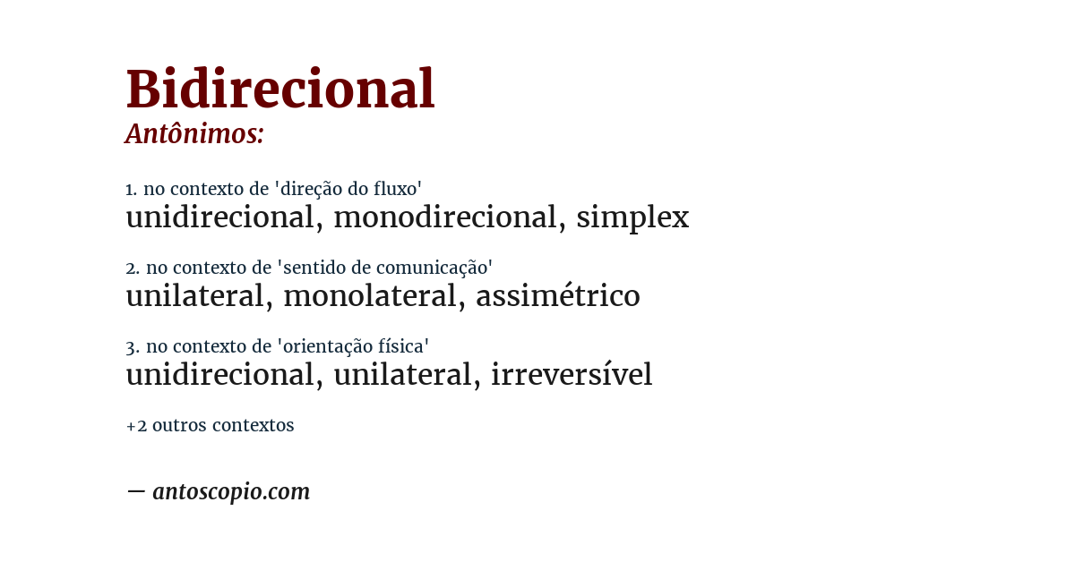 Antônimo de bidirecional