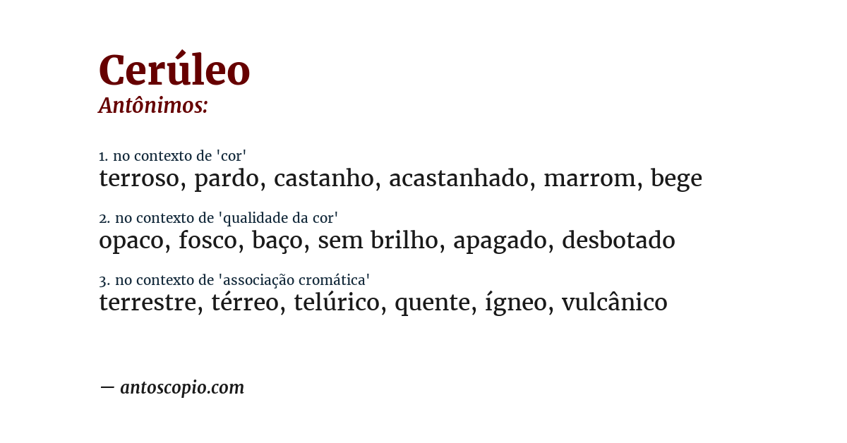 Antônimo de cerúleo