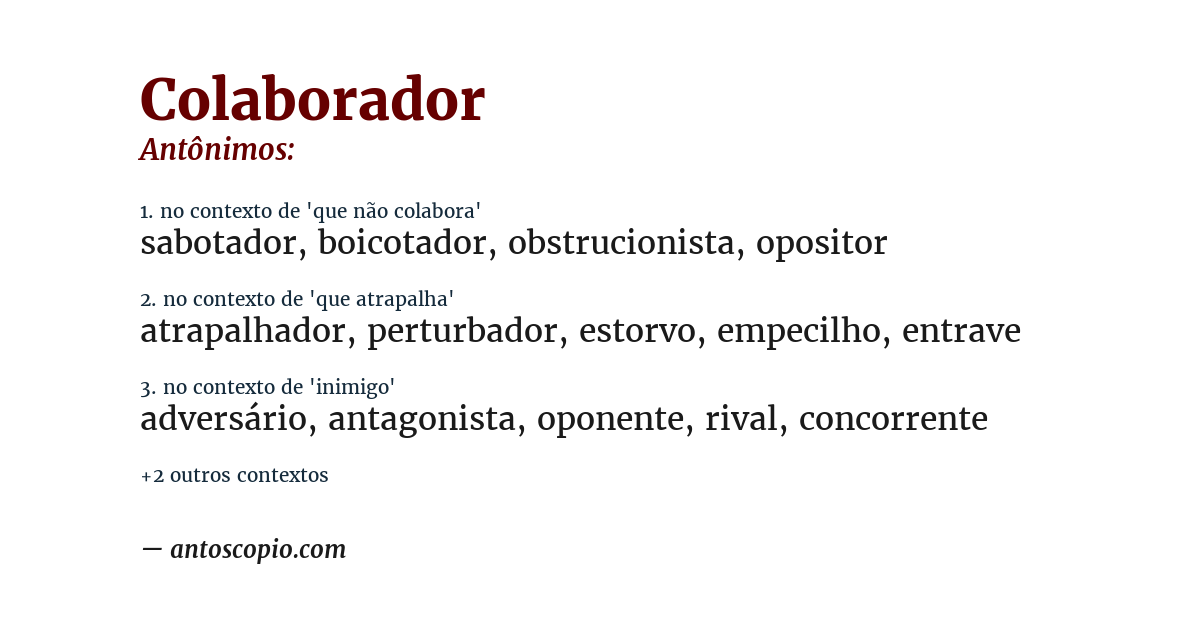 Antônimo de colaborador