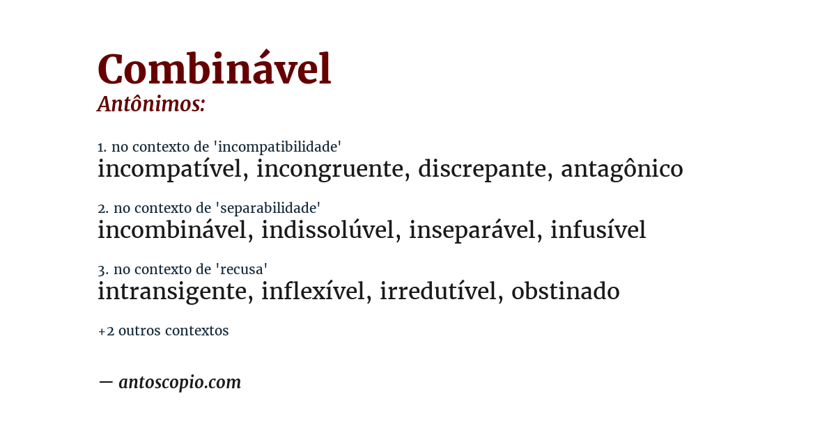 Antônimo de combinável