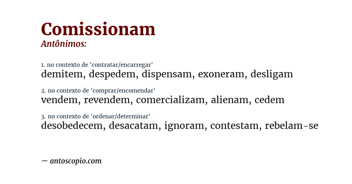 Antônimo de comissionam