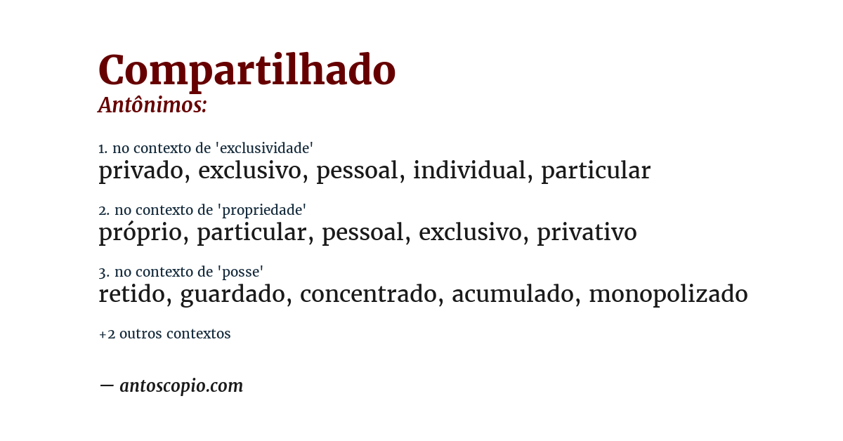 Antônimo de compartilhado