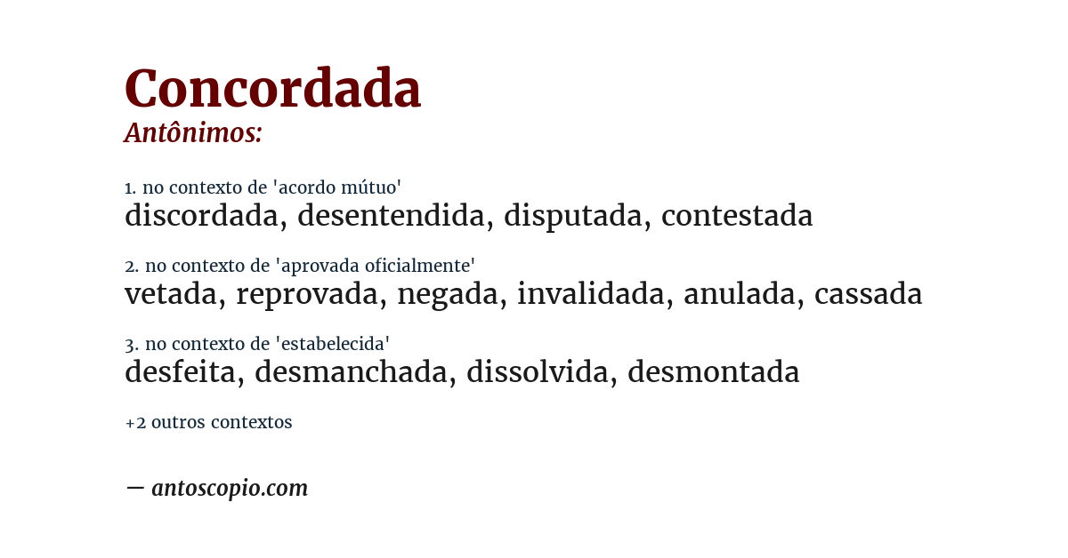 Antônimo de concordada