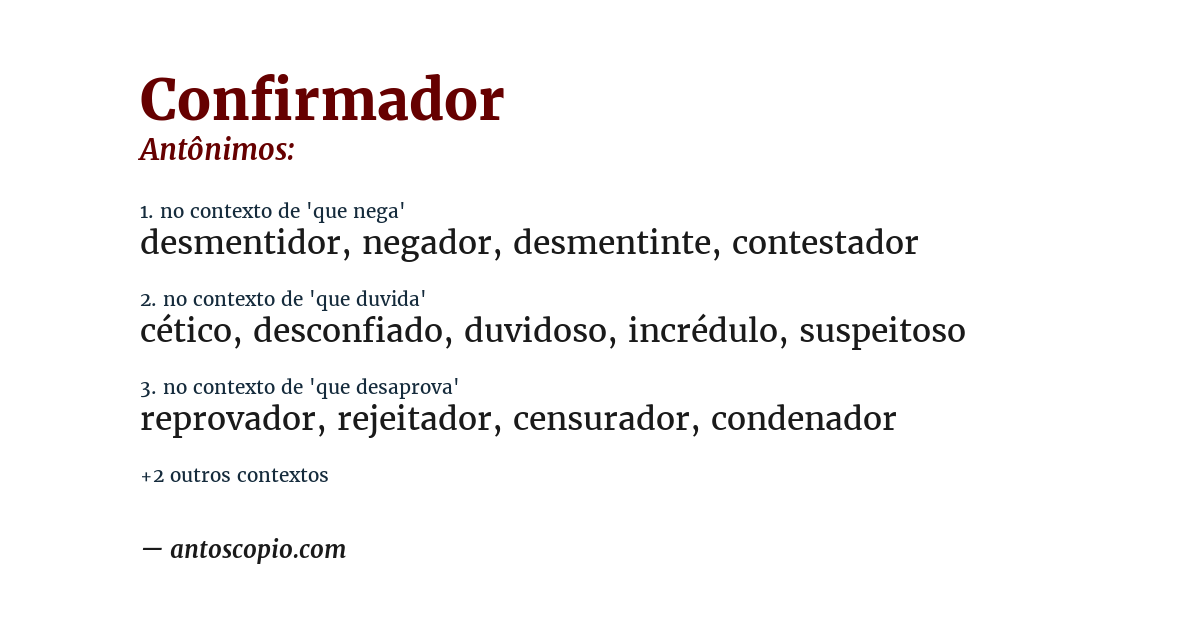 Antônimo de confirmador