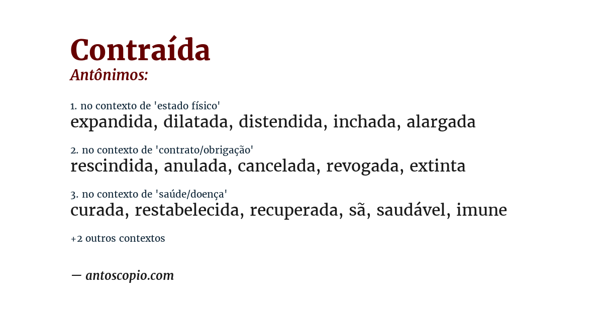 Antônimo de contraída
