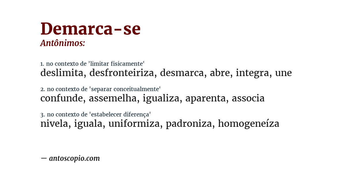Antônimo de demarca-se