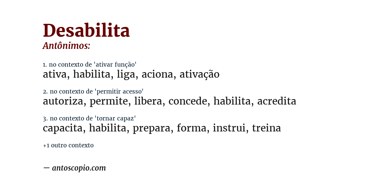 Antônimo de desabilita