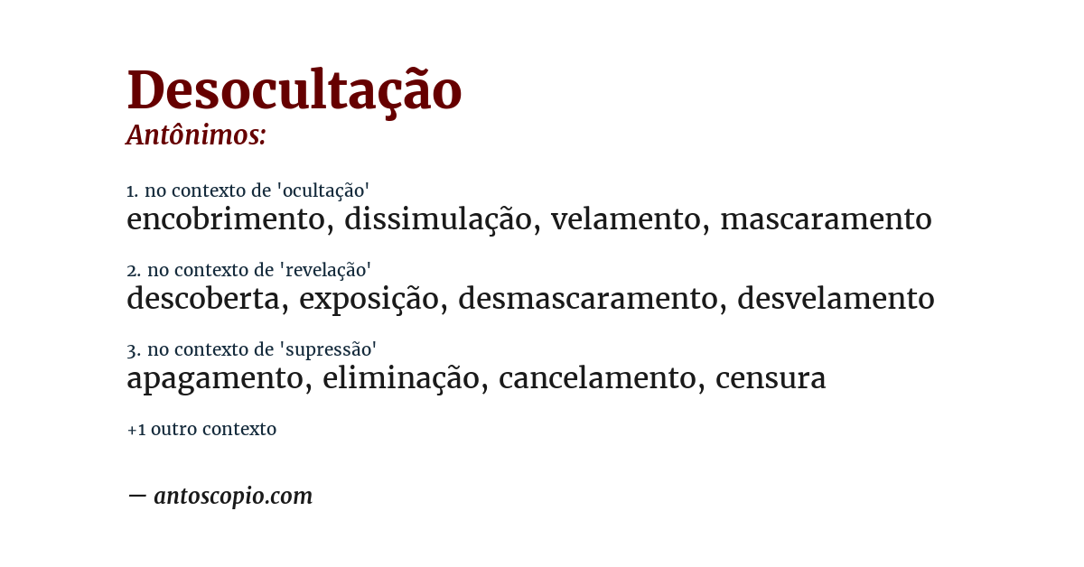 Antônimo de desocultação
