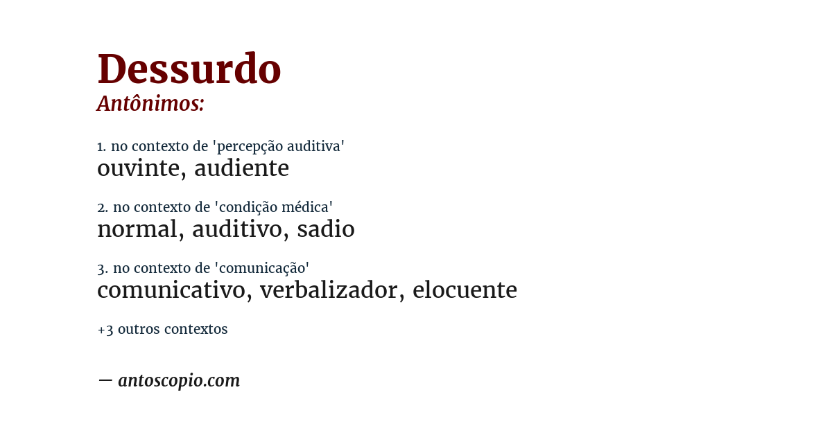 Antônimo de dessurdo