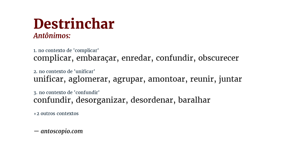 Antônimo de destrinchar