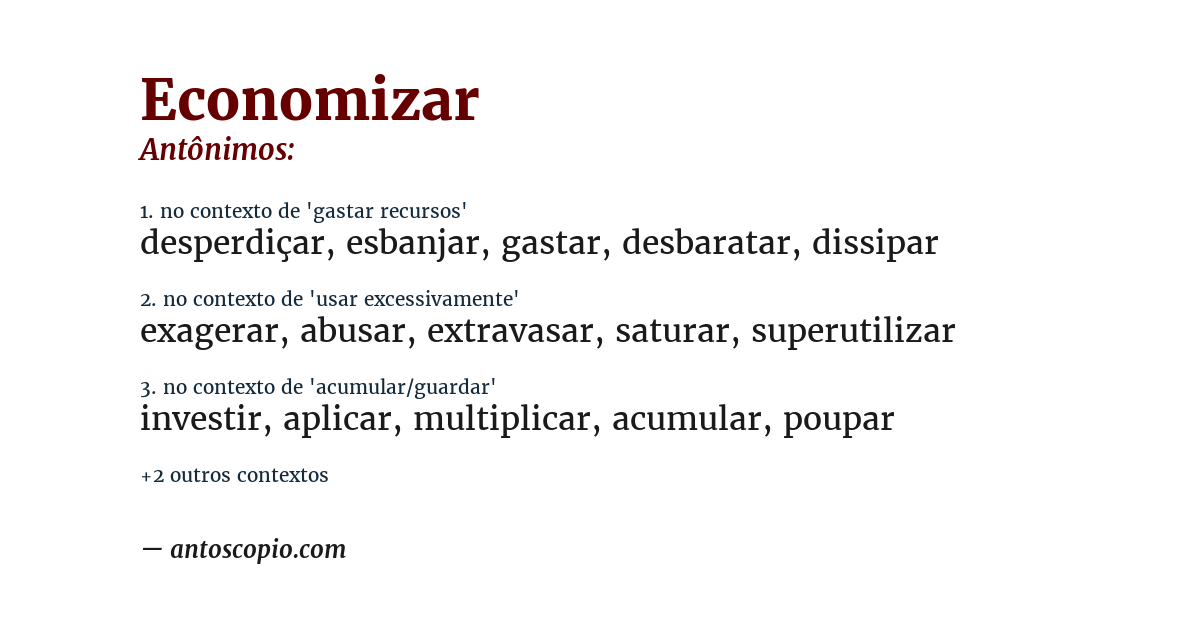 Antônimo de economizar