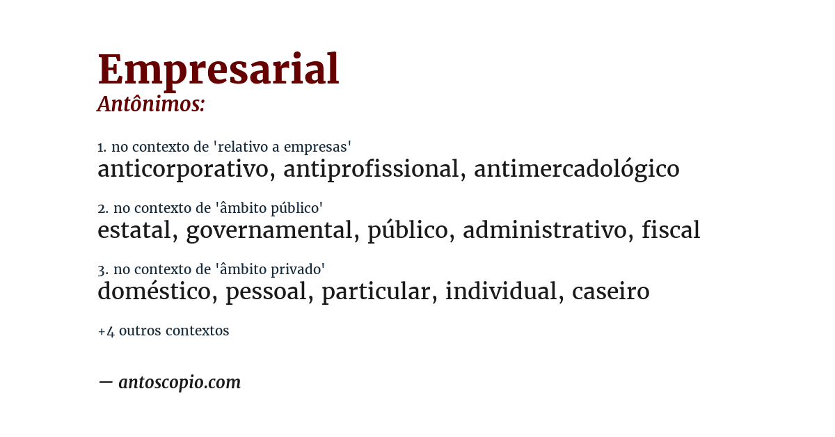 Antônimo de empresarial