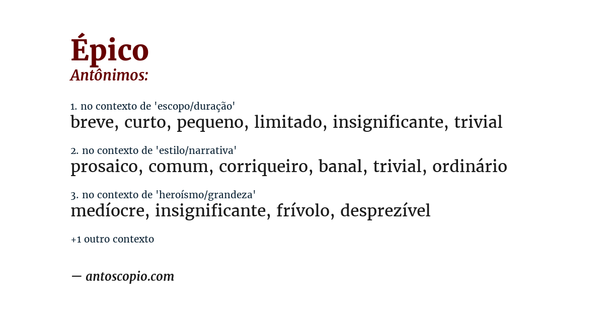 Antônimo de épico