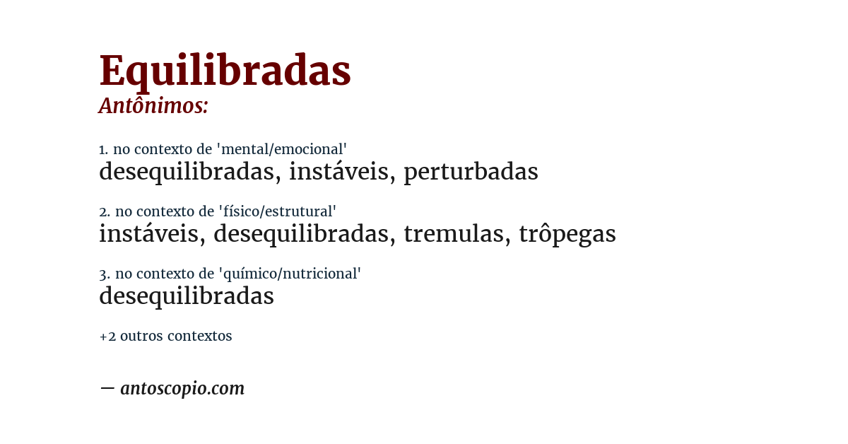 Antônimo de equilibradas