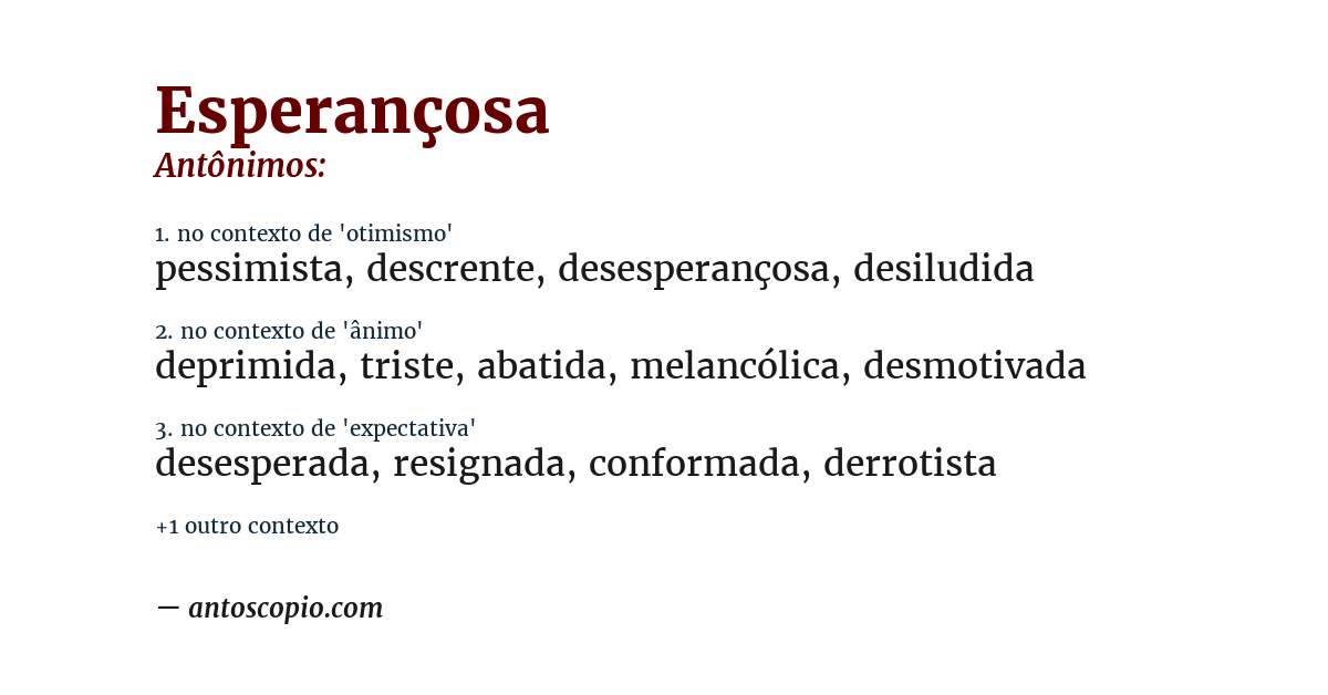 Antônimo de esperançosa