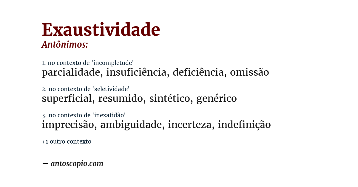 Antônimo de exaustividade