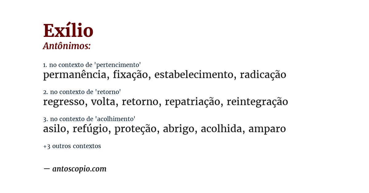 Antônimo de exílio