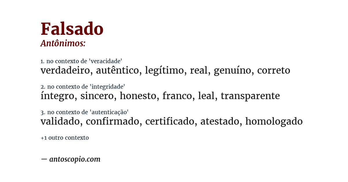 Antônimo de falsado