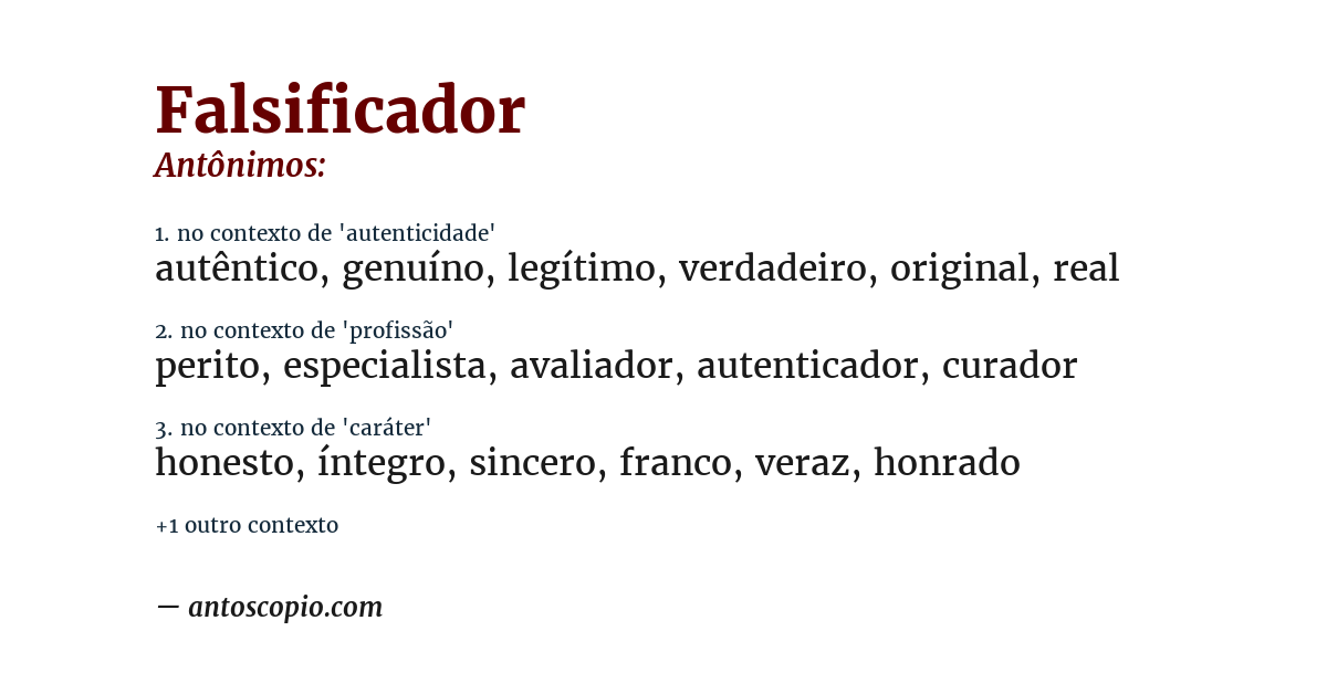 Antônimo de falsificador