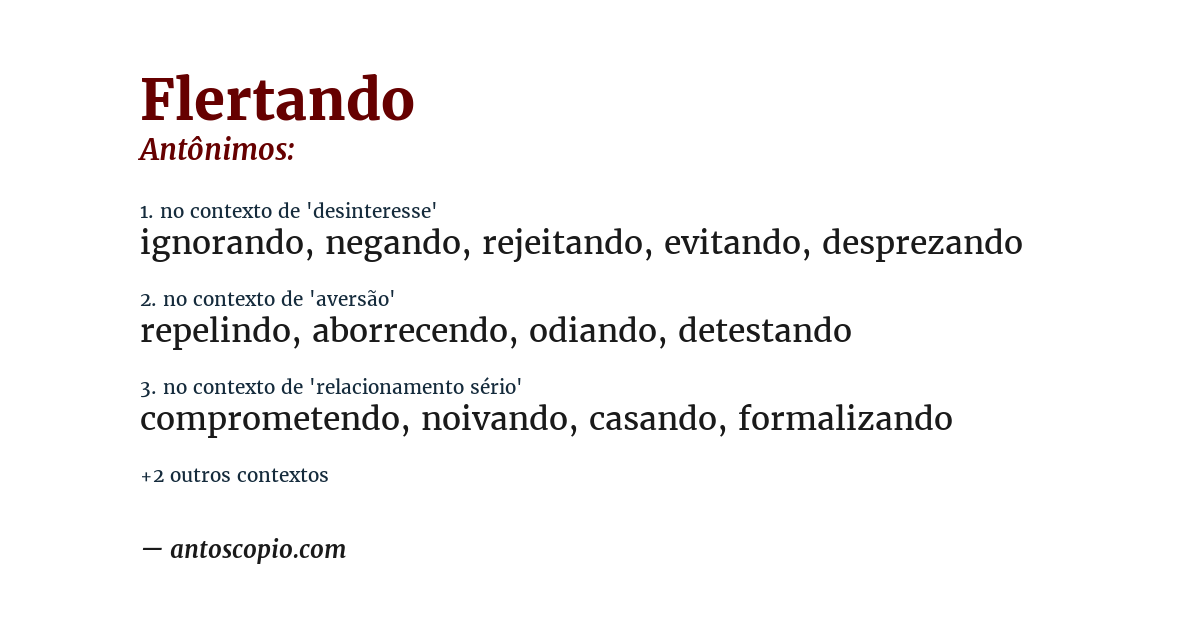 Antônimo de flertando