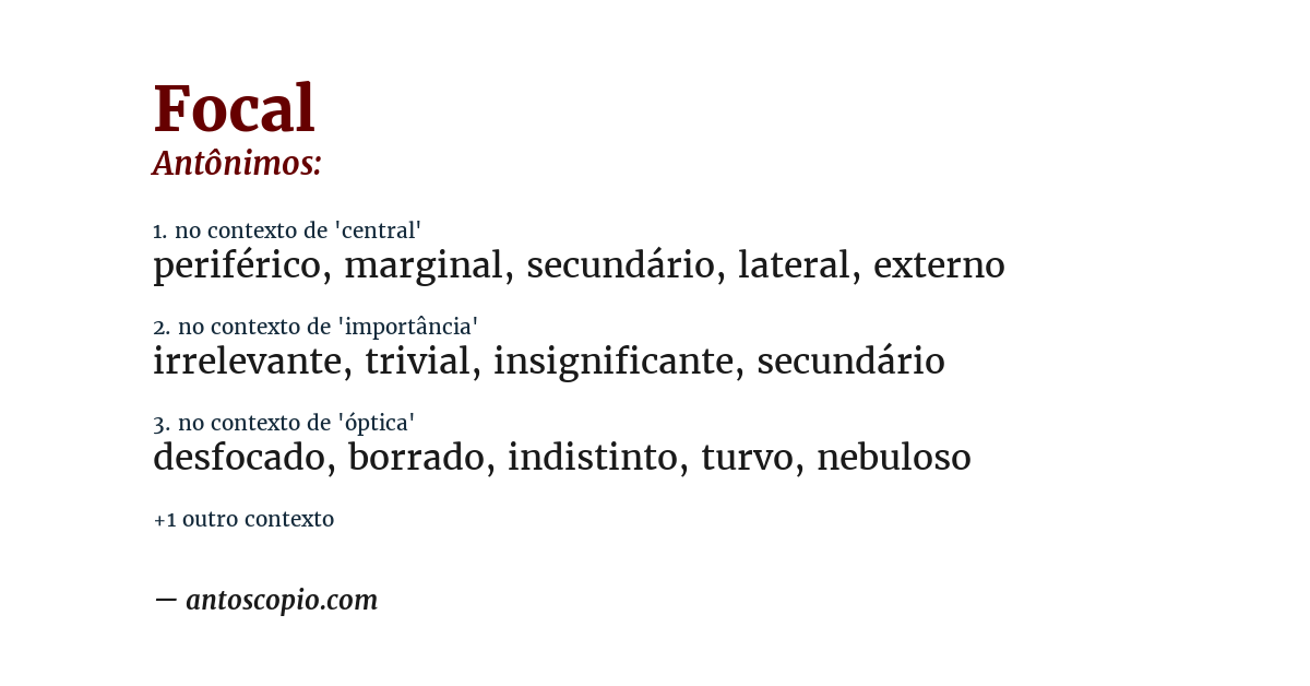 Antônimo de focal