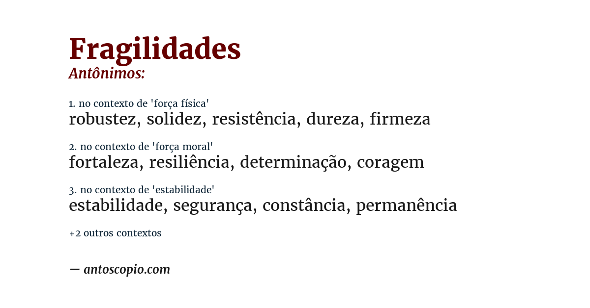 Antônimo de fragilidades