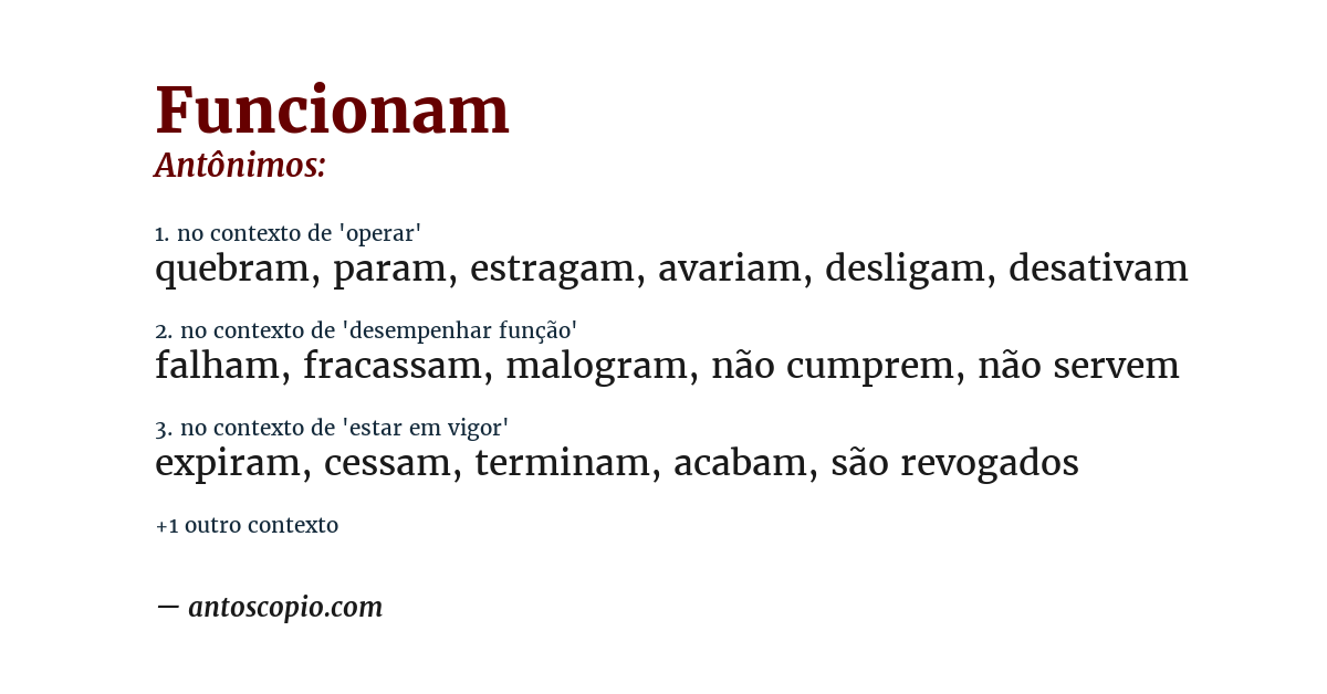 Antônimo de funcionam