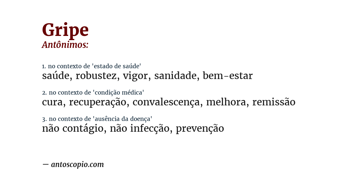 Antônimo de gripe