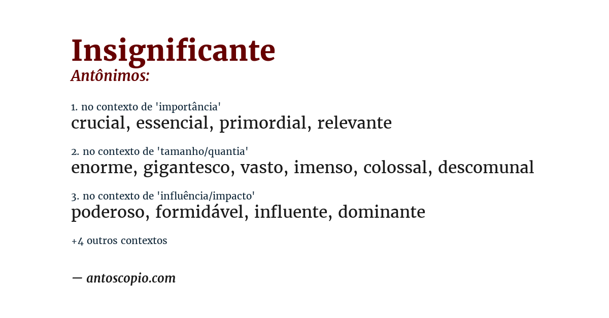 Antônimo de insignificante