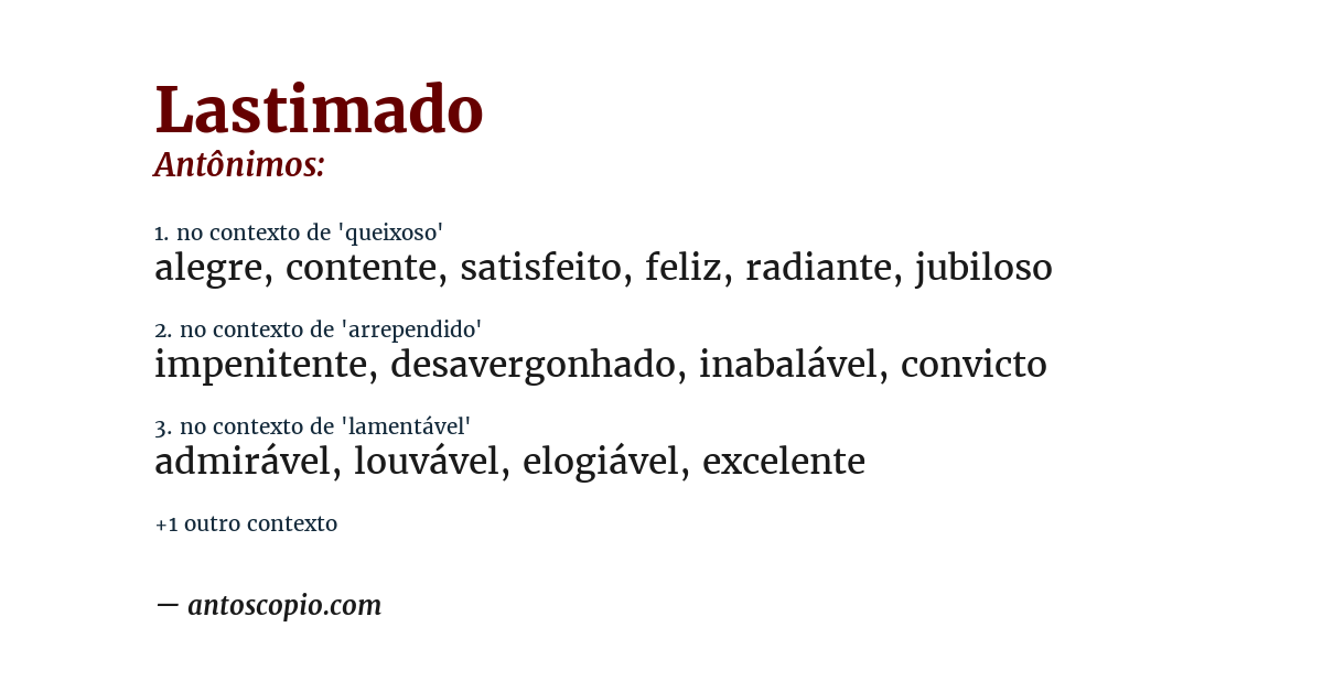 Antônimo de lastimado