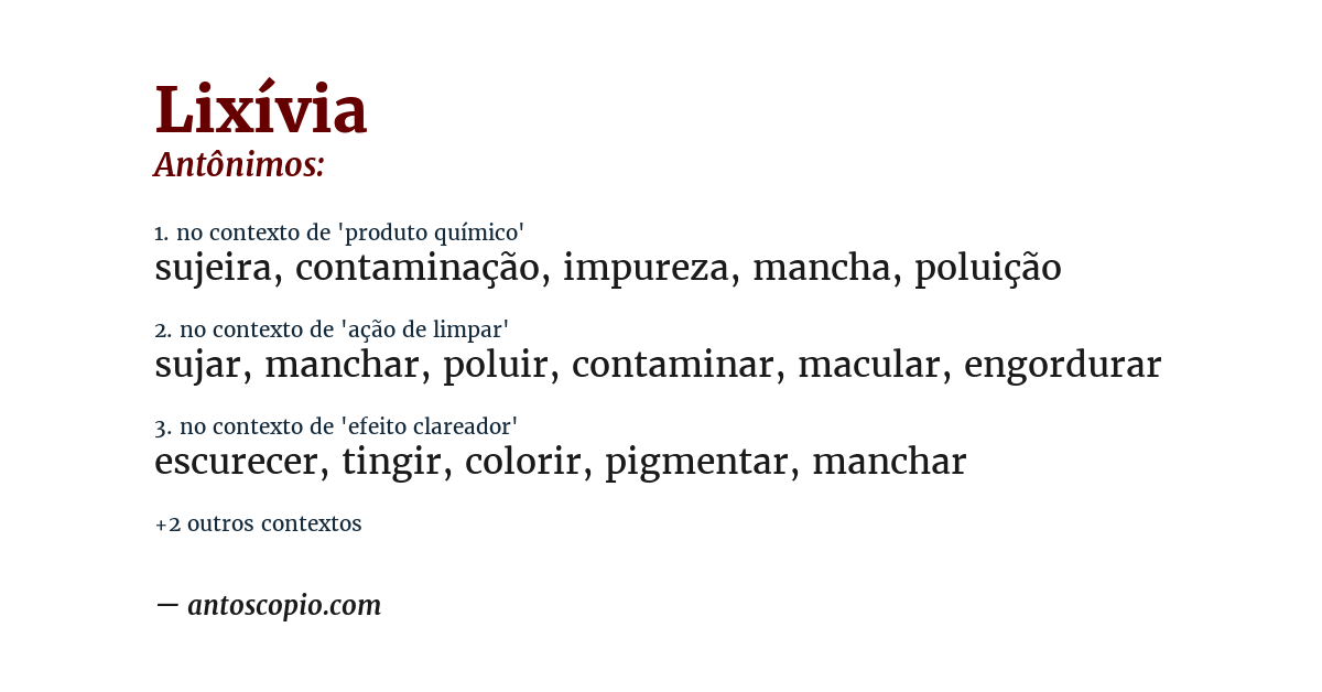 Antônimo de lixívia