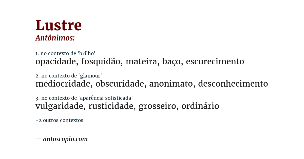 Antônimo de lustre