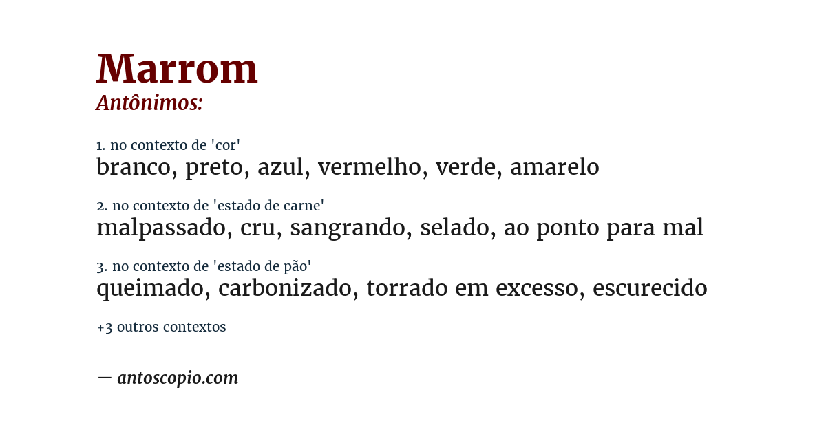 Antônimo de marrom