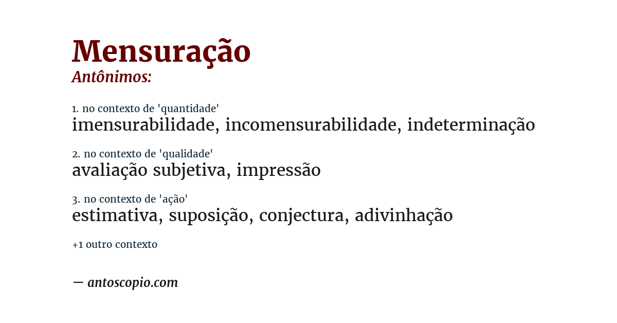 Antônimo de mensuração