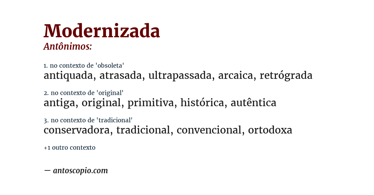 Antônimo de modernizada