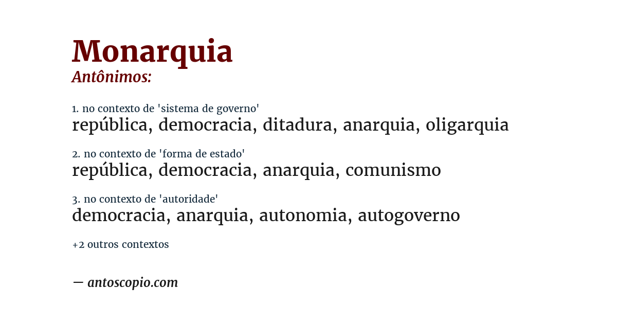 Antônimo de monarquia