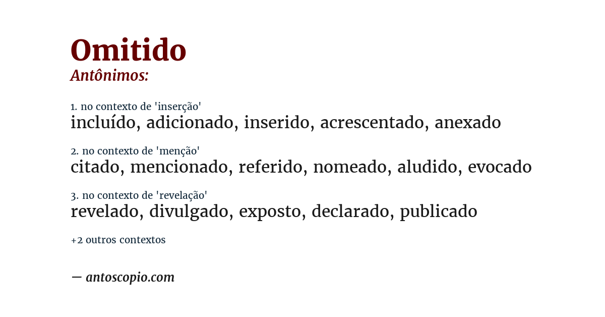 Antônimo de omitido