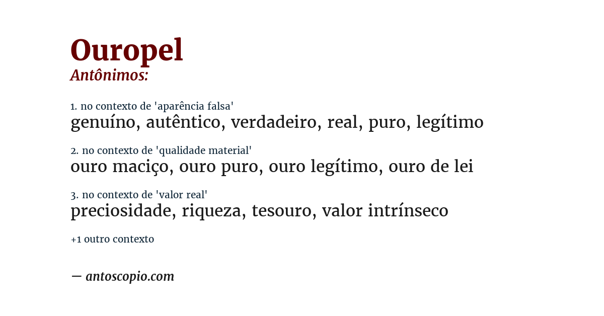 Antônimo de ouropel