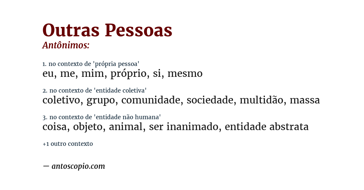 Antônimo de outras pessoas