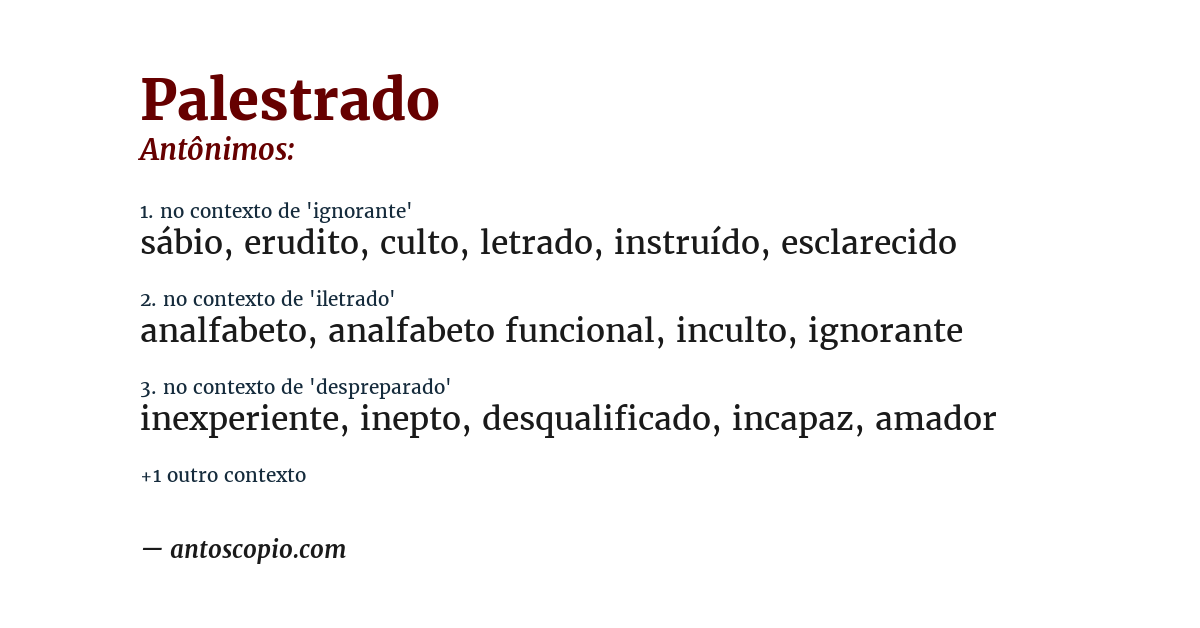 Antônimo de palestrado