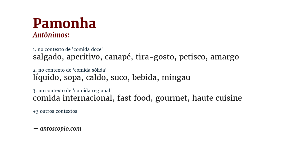 Antônimo de pamonha