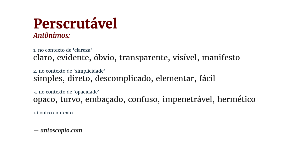 Antônimo de perscrutável