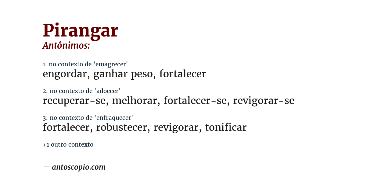 Antônimo de pirangar