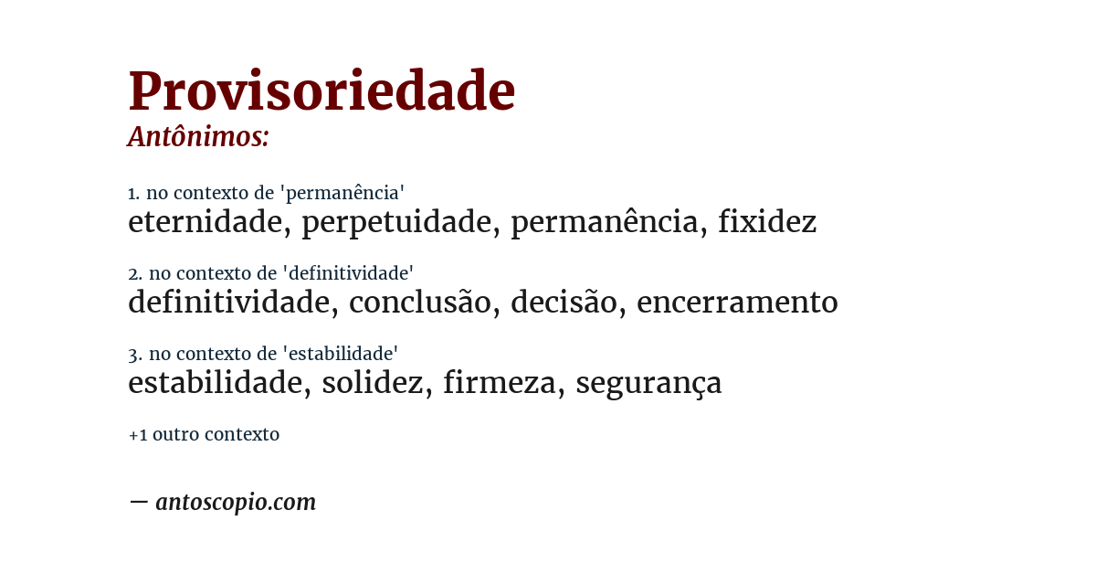 Antônimo de provisoriedade