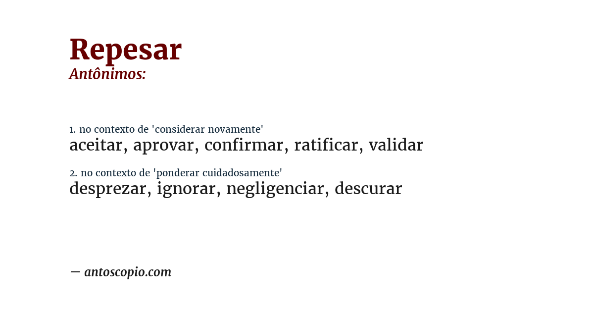 Antônimo de repesar